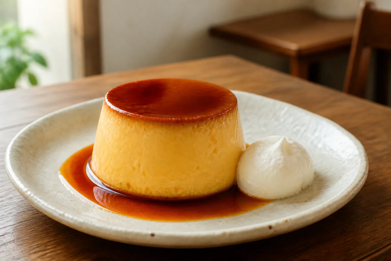 カラメルソースをまとったかためのプリン